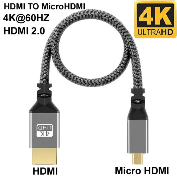 Micro HDMI to HDMI Nylon Braid Cable 1.5m Discount