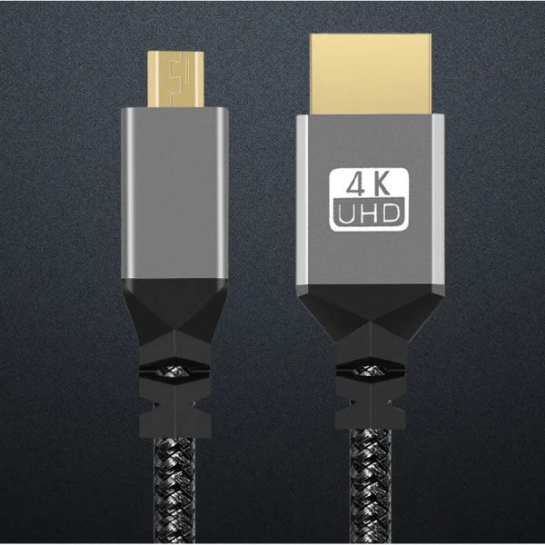 Micro HDMI to HDMI Nylon Braid Cable 1.5m Discount