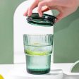 Green Glass Water Cup with Lid Supply