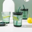 Green Glass Water Cup with Lid Supply