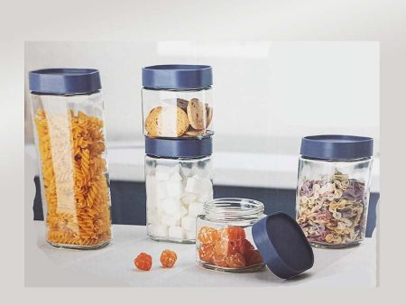 Stackable Glass Storage Bottles 5 PCS Hot on Sale