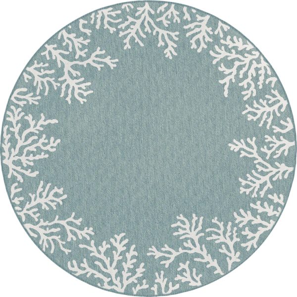 Trans Ocean Carmel 8448 04 Coral Border Blue Area Rug by Liora Manne Discount