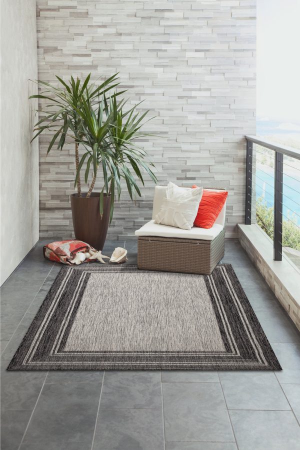 Trans Ocean Carmel 8425 48 Multi Border Black Area Rug by Liora Manne For Cheap