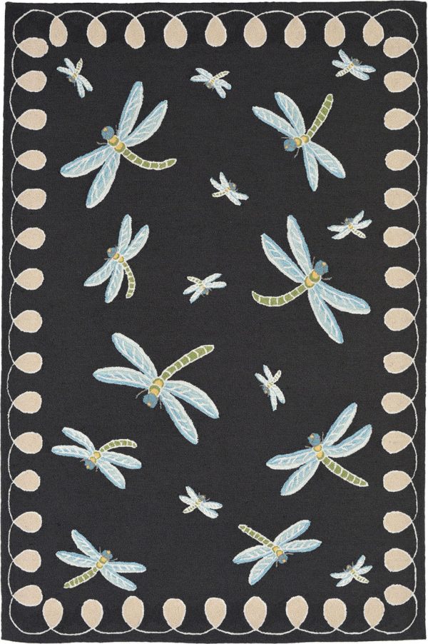 Trans Ocean Frontporch Dragonfly Black Grey by Liora Manne Fashion