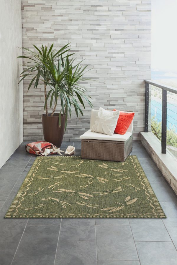 Trans Ocean Carmel 8440 06 Dragonfly Green Area Rug by Liora Manne on Sale