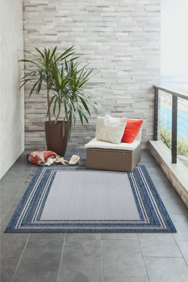 Trans Ocean Carmel 8425 33 Multi Border Navy Area Rug by Liora Manne For Discount