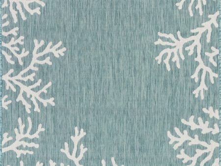 Trans Ocean Carmel 8448 04 Coral Border Blue Area Rug by Liora Manne Discount