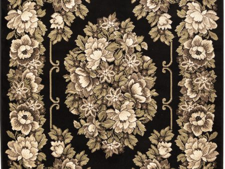 Trans Ocean Aurora 2859 48 Aubusson Black Area Rug by Liora Manne Online Sale