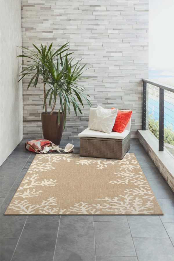 Trans Ocean Carmel 8448 12 Coral Border Beige Area Rug by Liora Manne Supply