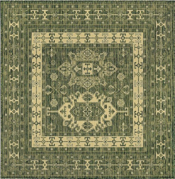 Trans Ocean Carmel 8409 06 Kilim Green Area Rug by Liora Manne For Sale