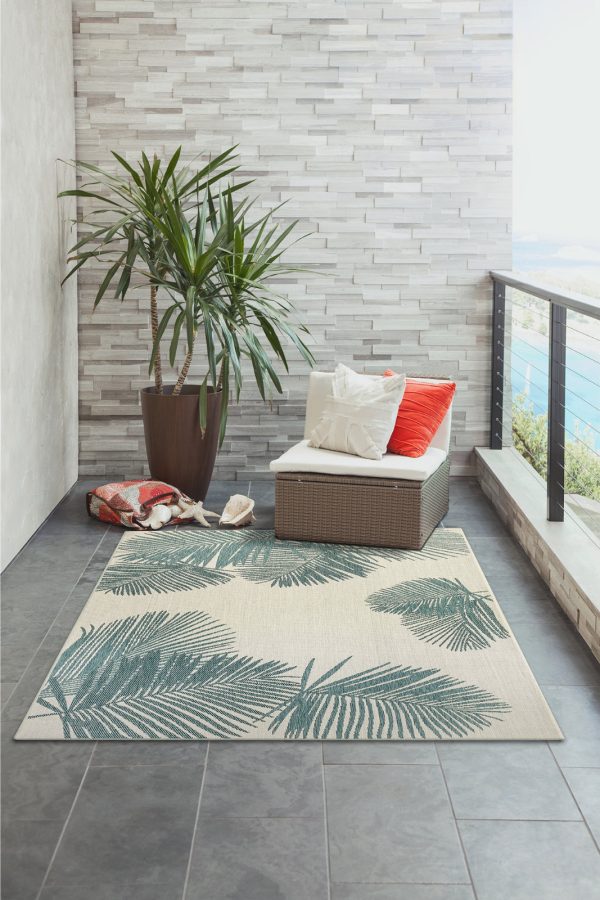 Trans Ocean Carmel 8439 04 Palm Blue Area Rug by Liora Manne Discount