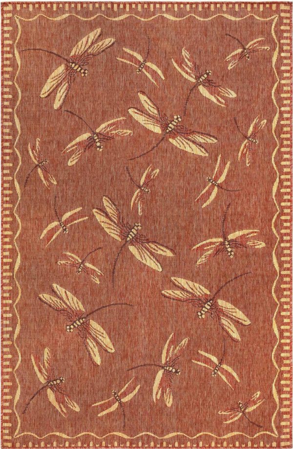 Trans Ocean Carmel 8440 24 Dragonfly Red Area Rug by Liora Manne Online Sale