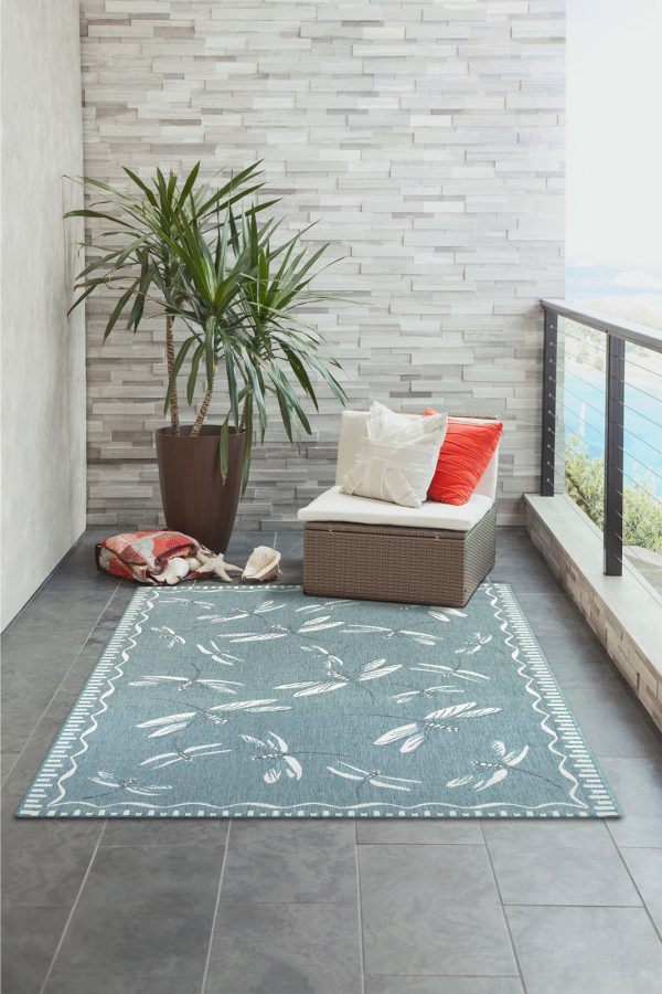 Trans Ocean Carmel 8440 04 Dragonfly Blue Area Rug by Liora Manne Discount