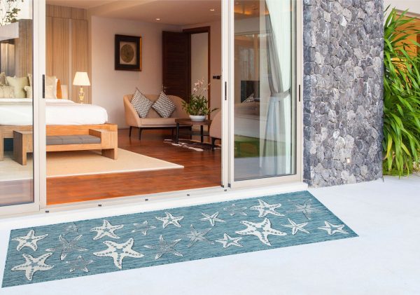 Trans Ocean Carmel 8415 04 Starfish Blue Area Rug by Liora Manne Online Sale