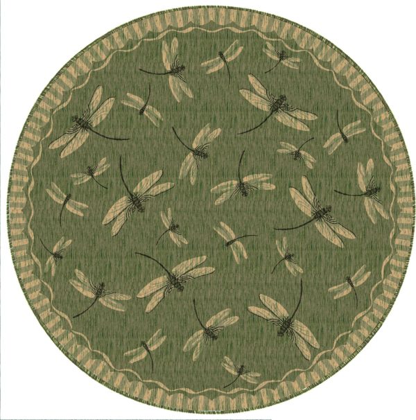 Trans Ocean Carmel 8440 06 Dragonfly Green Area Rug by Liora Manne on Sale