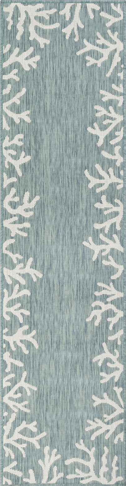 Trans Ocean Carmel 8448 04 Coral Border Blue Area Rug by Liora Manne Discount