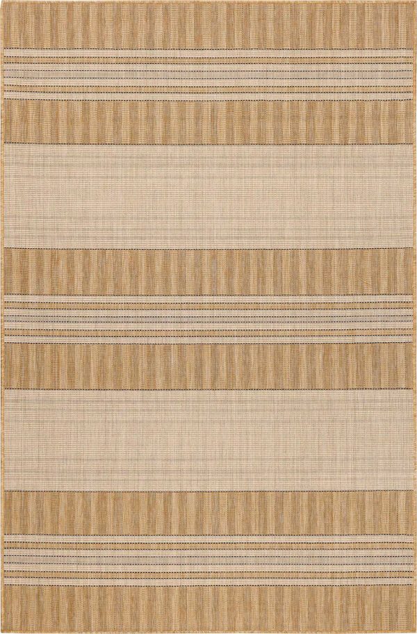 Trans Ocean Carmel 8435 12 Stripe Khaki Area Rug by Liora Manne Online Sale