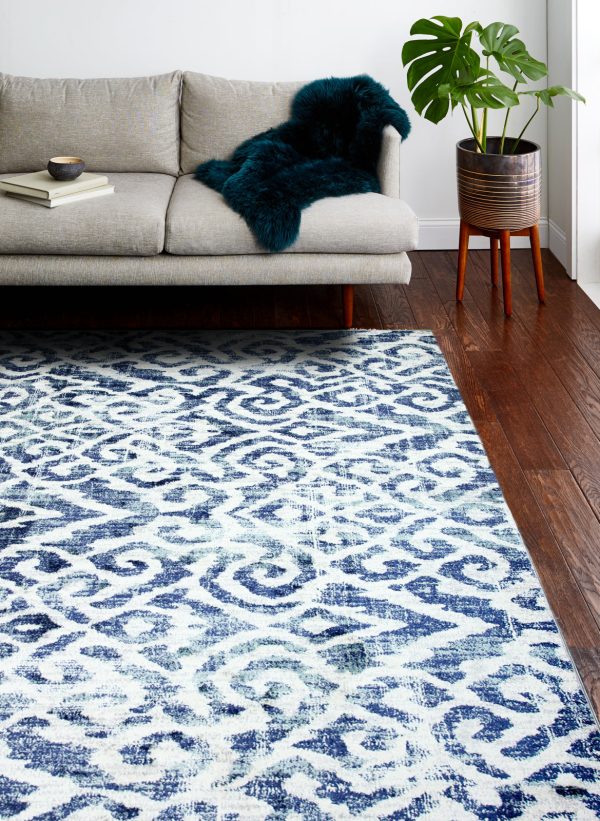 Bashian Barcelona B127-BH120 Ivory Blue Area Rug Sale