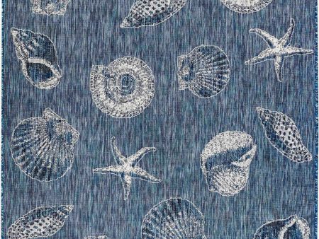 Trans Ocean Carmel 8414 33 Shells Navy Area Rug by Liora Manne For Sale