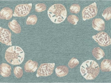 Trans Ocean Capri 1723 04 Seashell Border Blue Area Rug by Liora Manne Supply