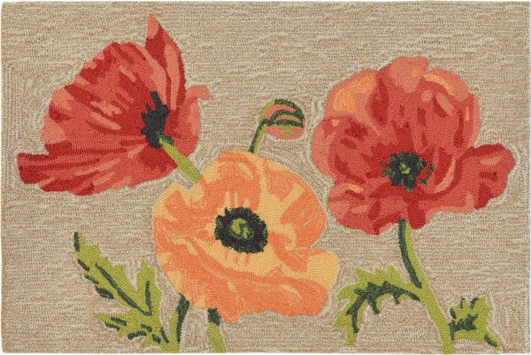 Trans Ocean Frontporch Icelandic Poppies Ivory Cream by Liora Manne Cheap