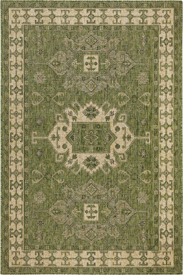 Trans Ocean Carmel 8409 06 Kilim Green Area Rug by Liora Manne For Sale