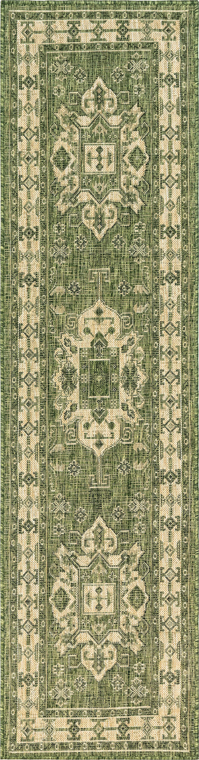 Trans Ocean Carmel 8409 06 Kilim Green Area Rug by Liora Manne For Sale