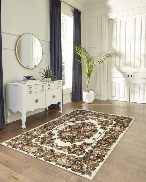 Trans Ocean Aurora 2859 12 Aubusson Ivory Area Rug by Liora Manne For Cheap