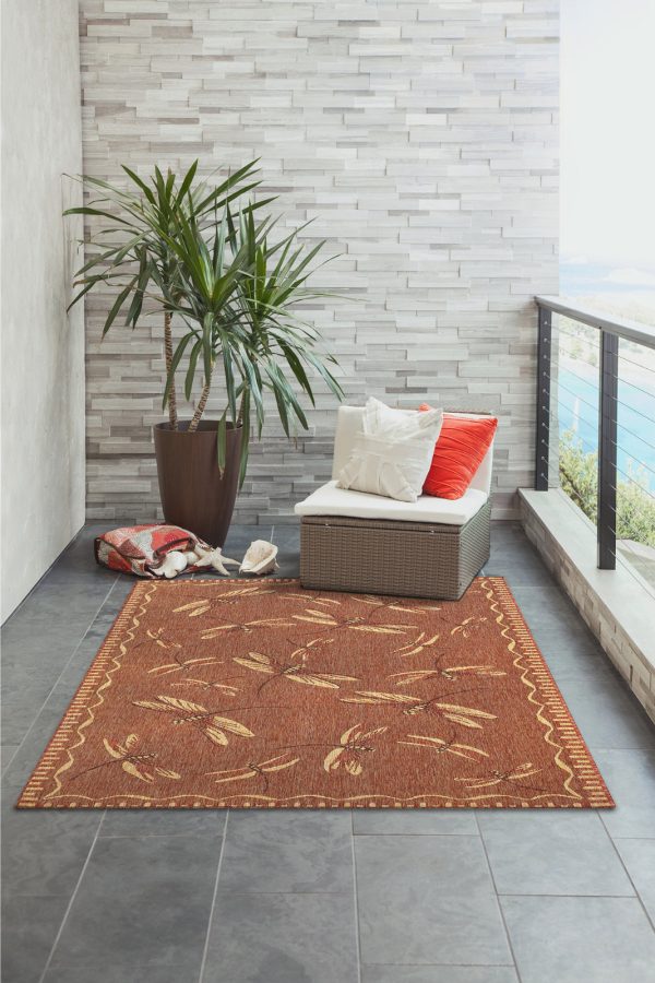 Trans Ocean Carmel 8440 24 Dragonfly Red Area Rug by Liora Manne Online Sale