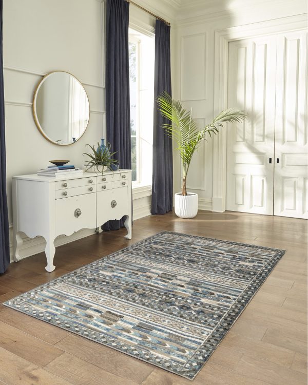 Trans Ocean Ashford 8137 03 Tribal Blue Area Rug by Liora Manne Online