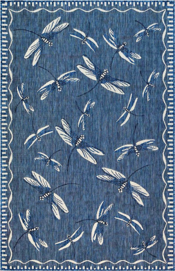 Trans Ocean Carmel 8440 33 Dragonfly Navy Area Rug by Liora Manne Sale