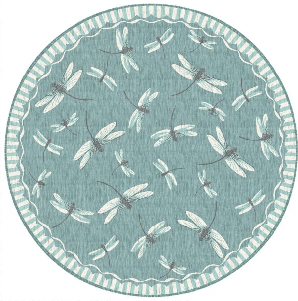 Trans Ocean Carmel 8440 04 Dragonfly Blue Area Rug by Liora Manne Discount