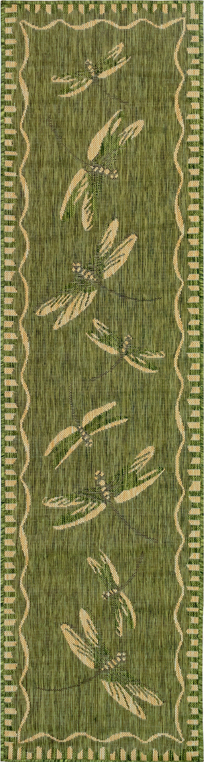 Trans Ocean Carmel 8440 06 Dragonfly Green Area Rug by Liora Manne on Sale