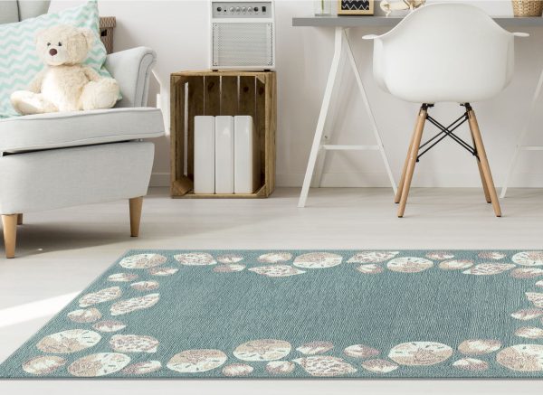 Trans Ocean Capri 1723 04 Seashell Border Blue Area Rug by Liora Manne Supply