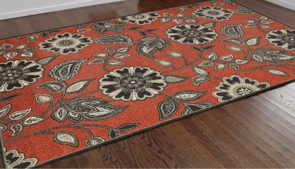 Trans Ocean Riviera Floral Vine Red Area Rug by Liora Manne Sale